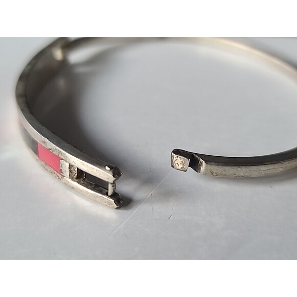 Abalone Shell Hinged Bangle Bracelet Vintage - Picture 6 of 10